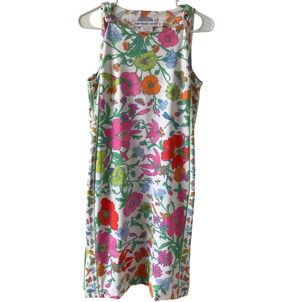Gretchen Scott‎ Floral Shift Dress XS Sleeveless Colorful Garden Print